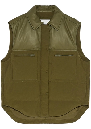 Yves Salomon leather-panels down gilet - Green