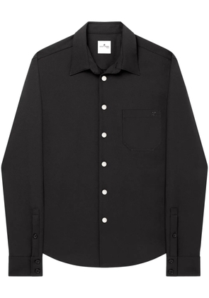 Courrèges logo-appliqué twill oversized shirt - Black