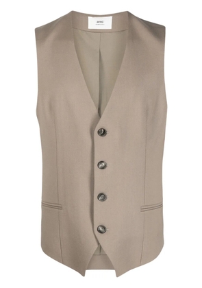 AMI Paris V-neck virgin wool waistcoat - Neutrals
