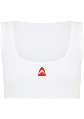 Let's Swim ribbed knit cropped vest top - White