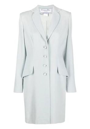 Christian Dior Pre-Owned 1990s textured single-breasted coat - Blue