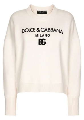Dolce & Gabbana DG-logo cashmere jumper - Neutrals