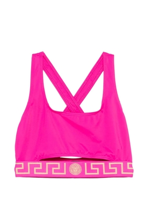 Versace cross strap logo band bikini top - Pink