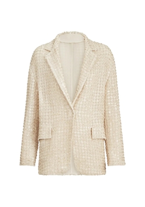 Brunello Cucinelli dazzling net-embroidery silk blazer - Neutrals