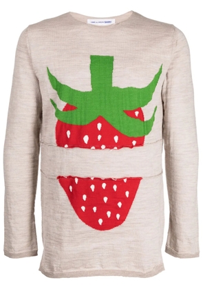 Comme Des Garçons Shirt graphic-print crew-neck sweatshirt - Neutrals