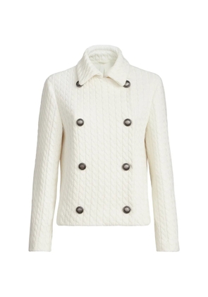 Brunello Cucinelli cable-knit buttoned blazer - White