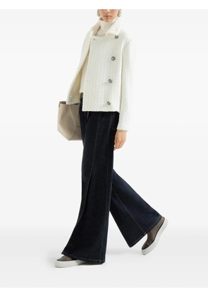 Brunello Cucinelli cable-knit buttoned blazer - White