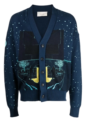 Limitato illustration-style pattern cotton cardigan - Blue