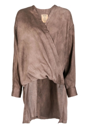 Uma Wang V-neck asymmetric blouse - Brown