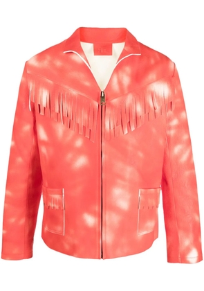 ERL tie dye-print leather jacket - Red
