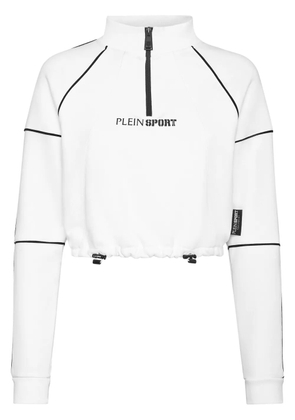 Plein Sport logo-print cropped sweatshirt - White