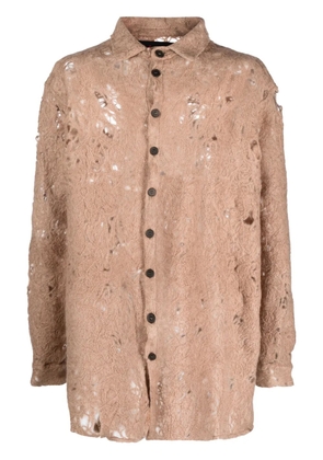 VITELLI raw-cut finish long-sleeve shirt - Neutrals