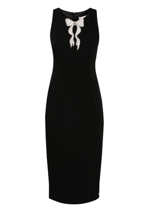 NISSA bow-detail crepe midi dress - Black