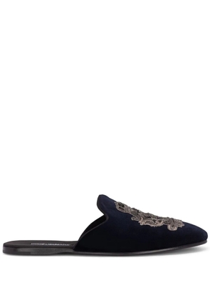 Dolce & Gabbana embroidered velvet slippers - Black