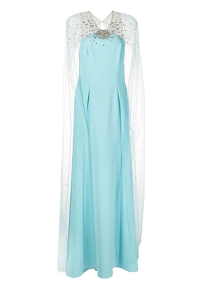 Jenny Packham Wren crystal-embellished cape gown - Blue