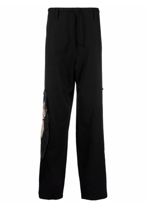 Yohji Yamamoto drawstring straight-leg trousers - Black