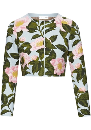 Oscar de la Renta Camellia floral-jacquard cardigan - Pink