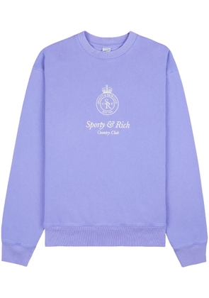 Sporty & Rich Crown-embroidered cotton sweatshirt - Purple