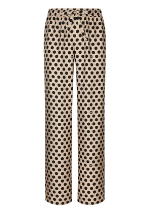 Dolce & Gabbana polka dot-print silk trousers - Brown