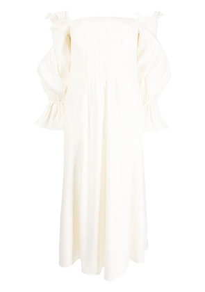 Cult Gaia off-houlder ruffle-sleeve midi dress - Neutrals
