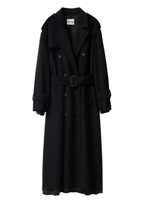 Miu Miu double-breasted velour trench coat - Black