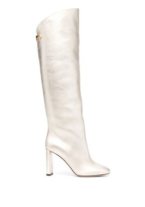 Maison Skorpios Adrianna 90mm knee-high leather boots - Gold