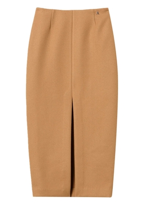 TWINSET deep front-slit straight midi skirt - Brown