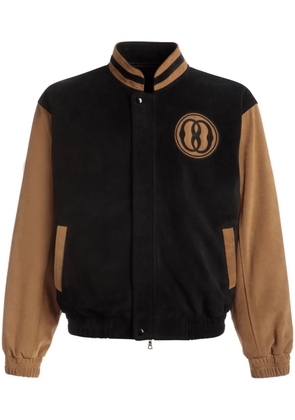 Bally Emblem logo-patch suede bomber jacket - Black