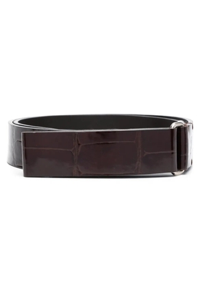 Gianfranco Ferré Pre-Owned 2000s crocodile-embossed leather belt - Brown