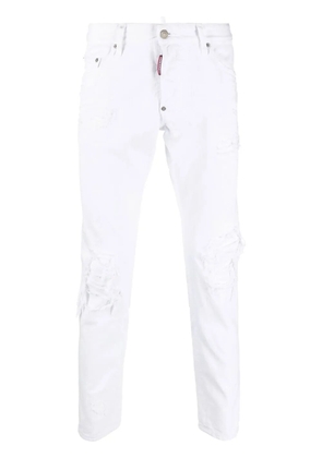 DSQUARED2 ripped tapered skinny-cut jeans - White