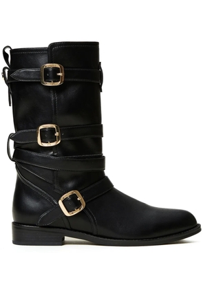 TWINSET buckle-strap biker boots - Black