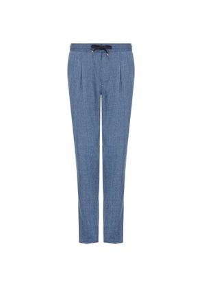 Brunello Cucinelli drawstring pleated trousers - Blue
