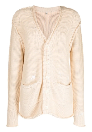 R13 paint-splatter V-neck cardigan - Neutrals