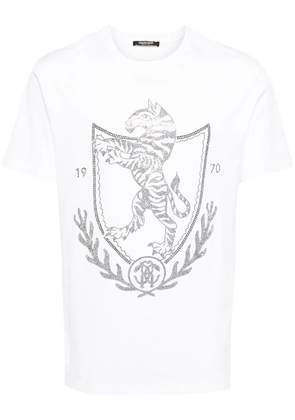 Roberto Cavalli rhinestone-logo cotton T-shirt - White