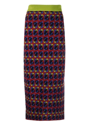 PAULA monogram-pattern high-waist skirt - Red