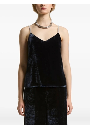 Peserico crystal-embellished velvet top - Blue