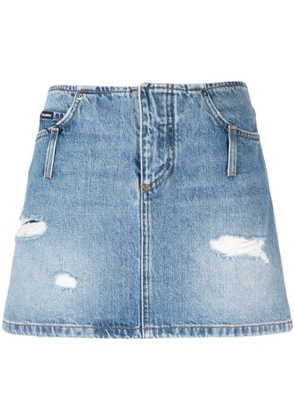 Dolce & Gabbana distressed-effect denim miniskirt - Blue