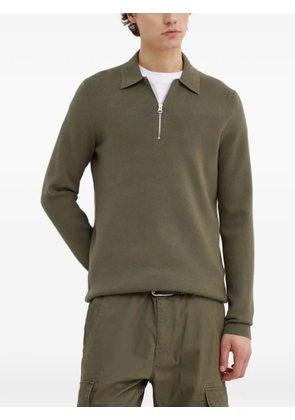 SAMSOE SAMSOE zip-up collared knitted polo shirt - Green