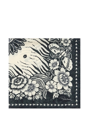 Roberto Cavalli zebra floral print scarf - Blue