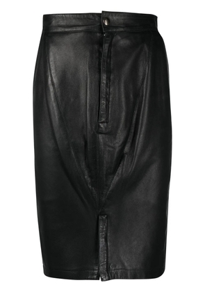 Alaïa Pre-Owned 1980s fitted leather skirt - Black