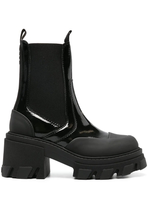 GANNI patent-finish chunky boots - Black