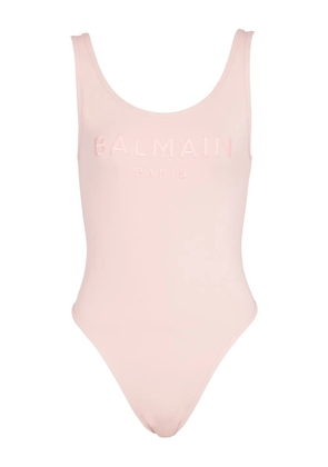 Balmain embroidered-logo one-piece swimsuit - Pink