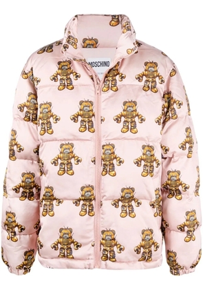 Moschino graphic-print padded coat - Pink