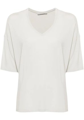 Le Tricot Perugia V-neck drop-shoulder T-shirt - Grey