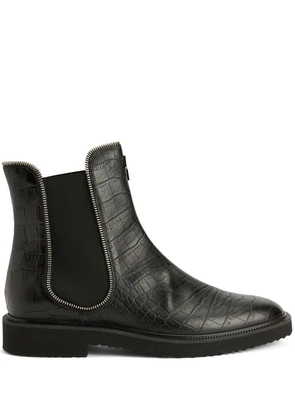 Giuseppe Zanotti Jaky crocodile-effect leather Chelsea boots - Black