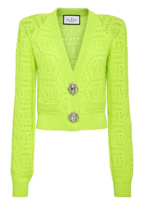 Philipp Plein monogram-intarsia cropped cardigan - Yellow