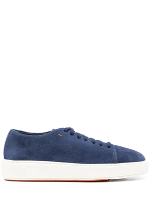 Santoni suede lace-up sneakers - Blue