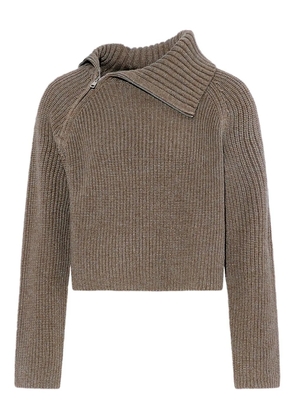 Yves Salomon zip-neck ribbed sweater - Grey