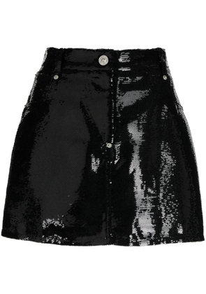 pushBUTTON patent-finish mini skirt - Black
