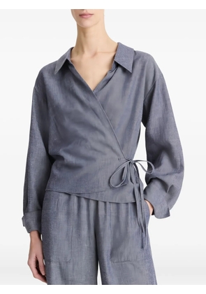 Vince wrap-effect collared top - Blue